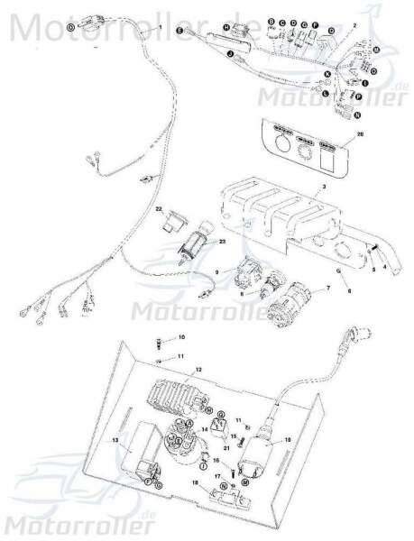 Licht-Schalter Tongjian Strassenbuggy 150 II 150ccm 4Takt Motorroller.de Fernlichtschalter Frenlicht Knopf 150ccm-4Takt Ersatzteil Service Inpektion