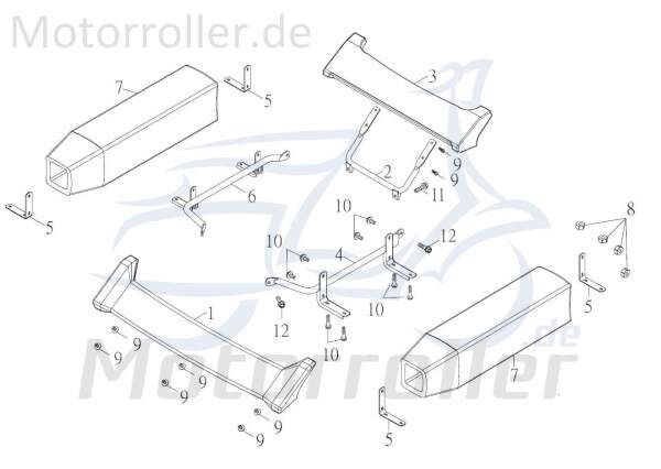 Kreidler F-Kart 100 Haltebügel Halter 100ccm 4Takt 74806 Motorroller.de Träger Halterung Befestigungsbügel Halteblech Topcaseträger Befestigungshalter