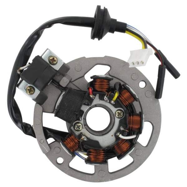 AGM Fighter 50 One Lichtmaschine Stator 50ccm 2Takt 31230805-02 Motorroller.de 6 Spulen Pick-up außen D=79mm 5 Kabel 1x3 + 2x1 Pol Ankerplatte 1E40QMB