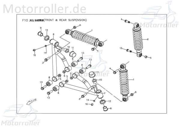 PGO X-RIDER 50 Federbein Stoßdämpfer 50ccm 2Takt X0481021000 Motorroller.de Feder-Bein Gabel-Bein Stoß-Dämpfer Quad ATV UTV Ersatzteil Service