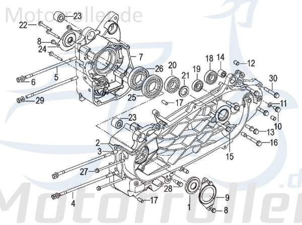 Kreidler Insignio 125 2.0 Kurbelgehäuse 125ccm 4Takt 750050 Motorroller.de rechts Motorgehäuse Motorblock 125ccm-4Takt Scooter Qingqi Ersatzteil