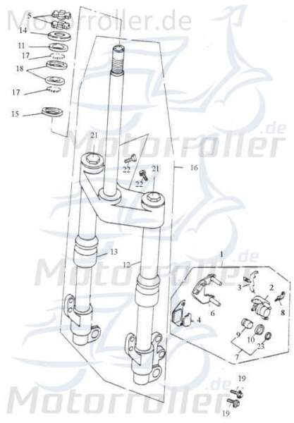 Adly Federbein Euro2 links vorn Super Sonic 50 50ccm 2Takt Motorroller.de Dämpfer Feder-Bein Gabel-Bein Stoß-Dämpfer 50ccm-2Takt Scooter Ersatzteil