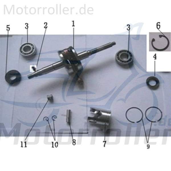 Kurbelwelle Jonway Florett 2.0 50 City Crankshaft 741135 Motorroller.de Motorwelle Kolbenantriebswelle Kurbel-Welle Motor-Welle 50ccm-2Takt Scooter