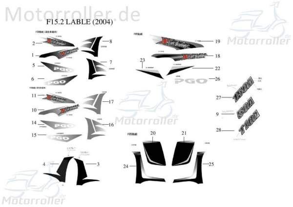 PGO X-RIDER 110 Aufkleber Seitlich 110A Sticker Dekor Quad 110ccm 2Takt X2601010000 Motorroller.de Dekor-Aufkleber Klebeetikett ATV UTV Ersatzteil