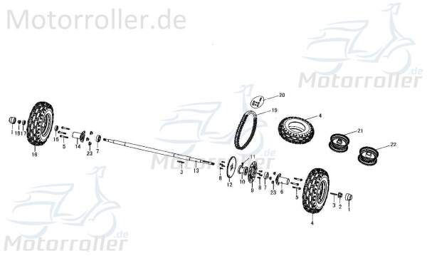 Tongjian Kinderbuggy Hinterrad rechts 6.000.170 Komplettrad Eppella ECM TBM Kasea Wangye Minibuggy Ersatzrad Austauschrad hinten