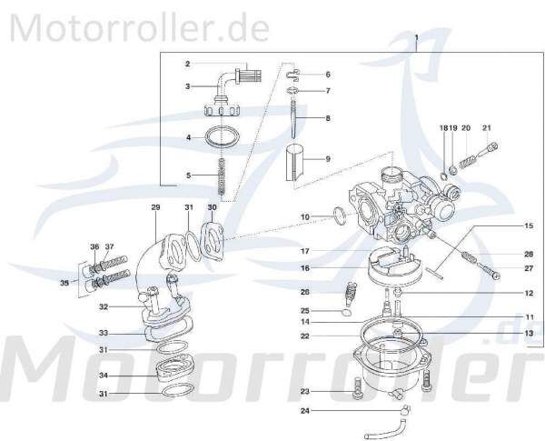 Ansaugstutzen 200ccm 4Takt Kreidler Ansaugrohr Scooter 721106 Motorroller.de Ansaugkrümmer Luftansaugrohr Ansauggummi Anschlussbogen Ansaug-Schlauch