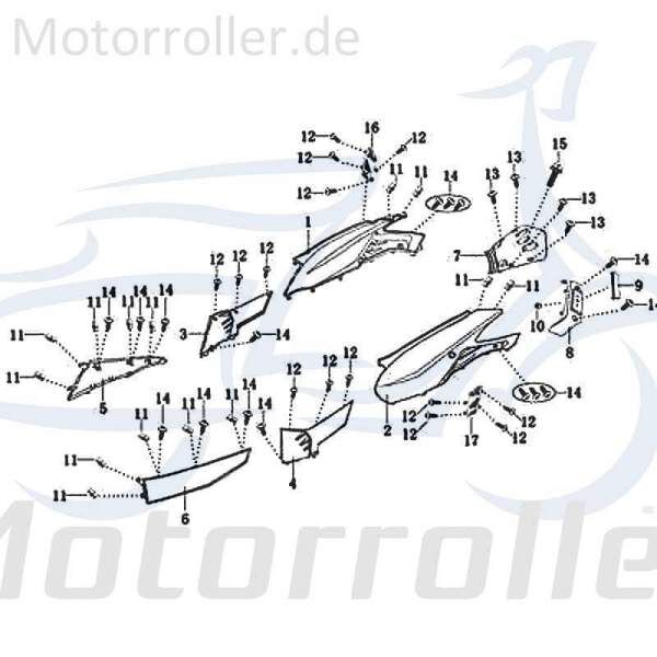 Rex 50 Seitenverkleidung links Seitenteil 50ccm 2Takt 702749 Motorroller.de Seiten-Abdeckung Seitencover Seiten-Verkleidung 50ccm-2Takt Scooter