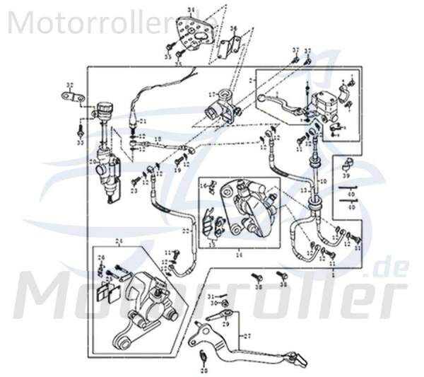 Kreidler DICE SM/GS 125i Bremsschlauch Bremsleitung Hydraulikschlauch Fußbremse 781017 Motorroller.de Hochdruckleitung Hydraulikleitung Motorrad