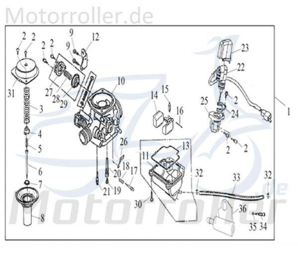 Kreidler Flory 125 Classic Gasschieber 742206 Motorroller.de Vergasermembrane Vergaserschieber Gasmembrane 4Takt 125ccm Scooter