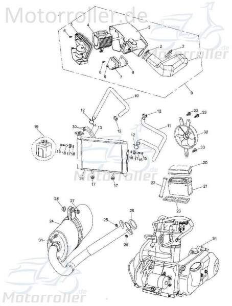 Bundschraube M6x10mm Tongjian Maschinenschraube 250ccm 4Takt Motorroller.de Flanschschraube Flansch-Schraube Maschinen-Schraube Bund-Schraube Buggy