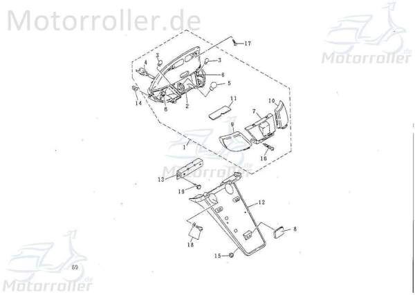 SMC Scooter Blinkerglas hinten rechts 50ccm 2Takt 55742-NCF-00 Motorroller.de rechts hinten orange Blinkerabdeckung Blinkerkappe Blinker-Abdeckung