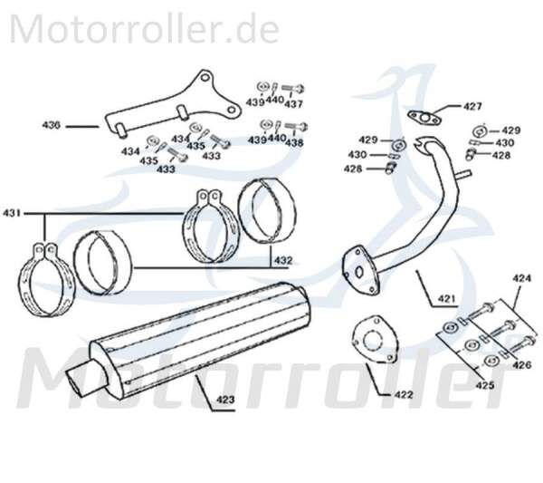 Auspuff komplett ab Modell 2014 Motorroller Rex 741400