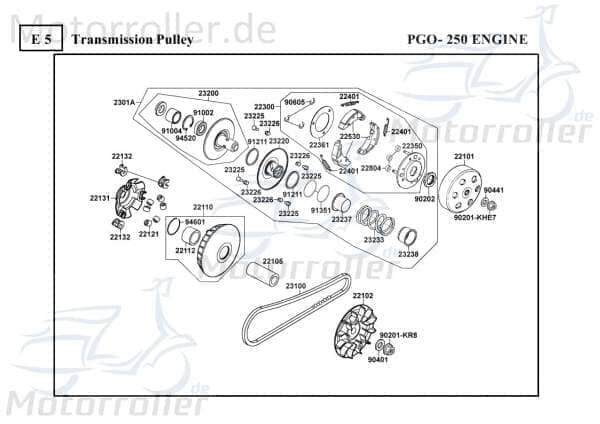 PGO Bugrider 250 Platte Trommelbremse Buggy 2Takt 250ccm 4Takt 22350-KHE7-900.0 Motorroller.de PGO 50ccm-2Takt Ersatzteil Service Inpektion