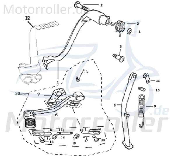 Feder Seitenständer Kreidler Supermoto 50 DD 733171 Motorroller.de Spannfeder Rückzugfeder Spann-Feder Haltefeder Seitenständerfeder Moped