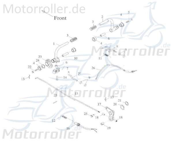 Adly Bremszug hinten GK 125 Bowdenzug Seilzug 125ccm 4Takt Motorroller.de Bremsleitung Bautenzug Bremsseil Bremskabel Brems-Zug Bauten-Zug Buggy