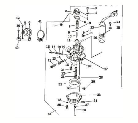 CPI Aragon 50 Club Vergaser 50ccm 2Takt 90A-09450-70-00 Motorroller.de Schwimmer-Vergaser Carburetor Carburateur Benzin-Vergaser Vergaseranlage