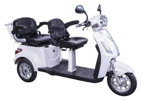 Dreirad Scoody E Trike ZT-18 25 km/h weiß Graphen-Akku 1000 Watt Elektroroller E-Scooter E-Roller Dreiradroller Zweisitzer