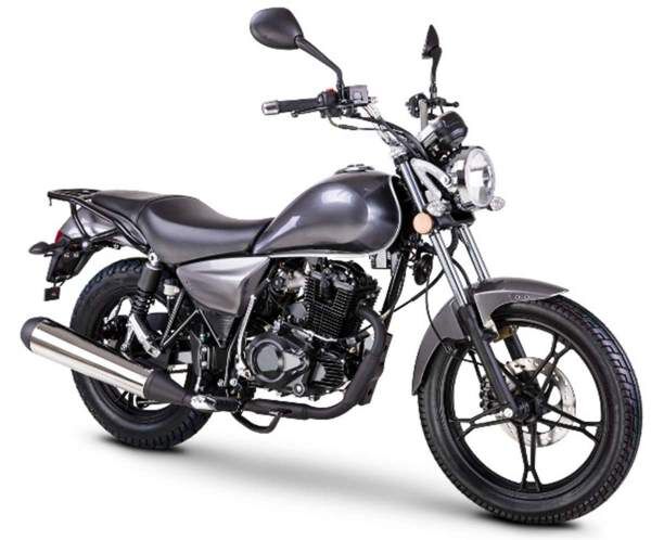 Motorrad Fighter 125 S-RS grau 90 km/h Euro 5 Schaltmoped Chopper 125ccm 4 Takt Leichtkraftrad Krad Kraftrad