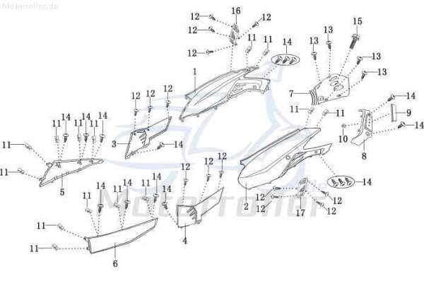 Blende rechts Heckverkleidung Motorroller 702799