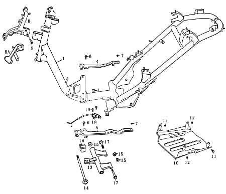 Verkleidung unten Platte Rahmen Motorroller Rex 86375