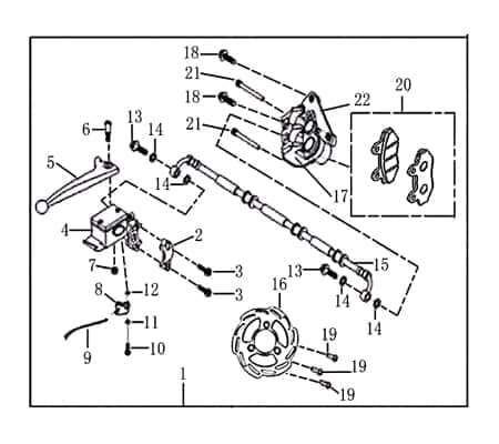 Bremssattel links rot ohne Halter AGM-MOTORS 2090204-1