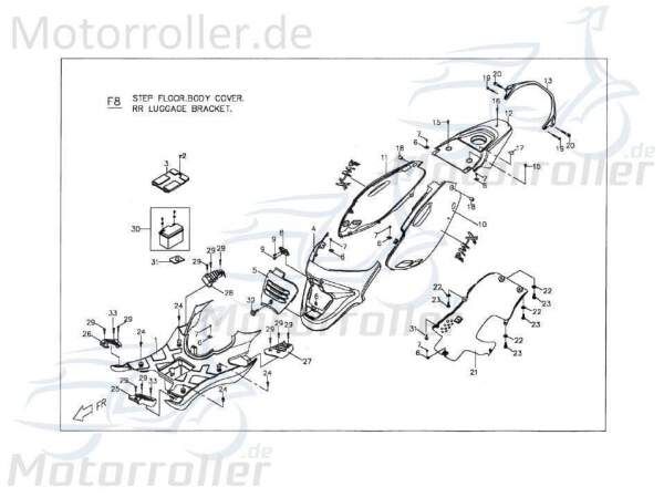 PGO Trittbrett schwarz PMX 110 Trittplatte Tritt-Brett P2624000650 Motorroller.de Fußplatte Fußbrett Bodenbrett Fußraumboden Fuß-Brett Boden-Brett