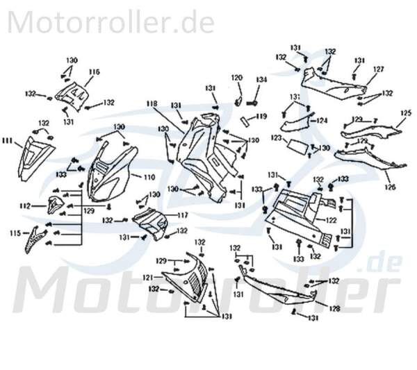 Kreidler Florett 2.0 50 City Frontverkleidung 50ccm 2Takt 64402-F22-9000 Motorroller.de grau metallic links unten Frontschürze Frontmaske Front-Cover