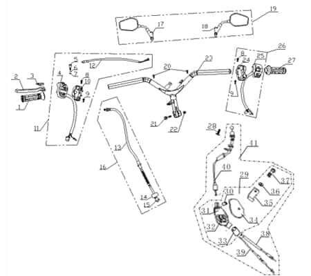 Bedienelemente rechts Kreidler Vabene 50 Schaltelement 730189 Motorroller.de Schaltereinheit Lenkerarmatur Kombischalter