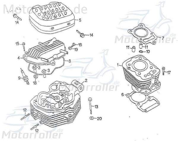 SMC Chopper 125 Zylinder Grauguss 125ccm 4Takt 11111-CHP-00 Motorroller.de Motorzylinder Grauguss-Zylinder Gusszylinder Aluzylinder Druckgusszylinder