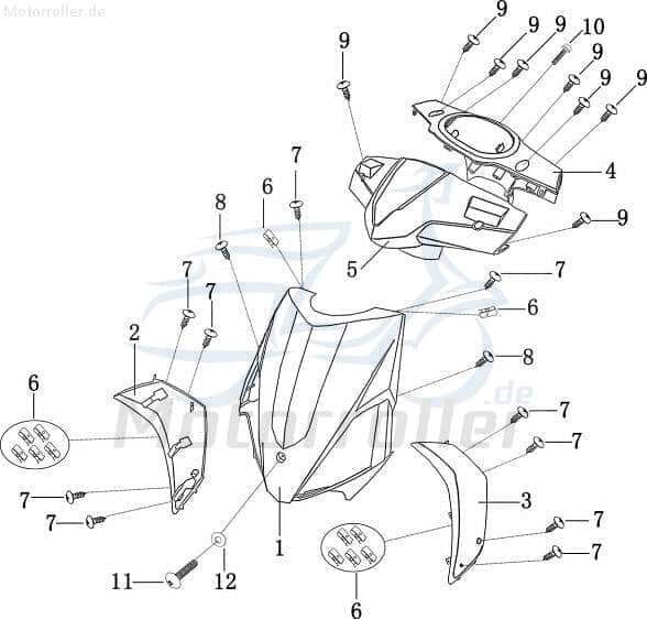 Frontverkleidung weiß Windschutzscheibe 50cc 702729