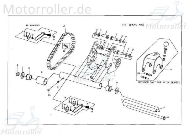 PGO X-RIDER 50 Hinterradschwinge ATV 50ccm 2Takt X0481003600 Motorroller.de Hinterradaufhängung Hinterradträger Hinterradhalterung Hinterradwippe Quad