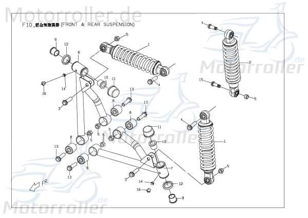 PGO Federbein hinten X-Rider 90 Stoßdämpfer Feder-Bein Quad X24810200002 Motorroller.de Gabel-Bein Stoß-Dämpfer ATV X-RIDER 110 UTV Ersatzteil Service