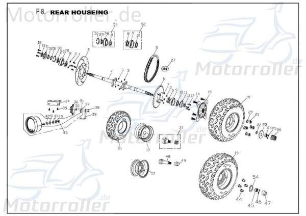 PGO Bugrider 200 Halter Nabendeckel hinten Befestigung Buggy 200ccm 4Takt B5407470000 Motorroller.de Halterung Haltebügel Halteblech Halte-Blech