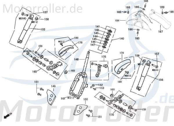 Rex Bergamo 50 Schraube M8x35mm Roller 50ccm 4Takt 740576 Motorroller.de Bundschraube Maschinenschraube Flanschschraube Flansch-Schraube Bund-Schraube