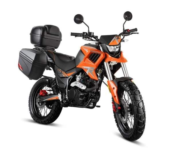 Motorrad Fighter 125 HR-S orange 90 km/h Euro 5 Schaltmoped 125ccm 4 Takt Leichtkraftrad Krad Kraftrad mit Topcase und Seitenkoffer