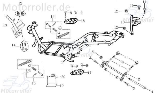 Rex E-Rex Rahmen Gestell Metallrahmen 50ccm elektro 702468 Motorroller.de Fahrgestell Rahmenteil Grundgerüst Fahrzeugrahmen Fahrzeuggestell Jonway