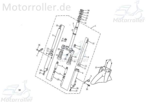 SMC Extra 50 Off Road Tauchrohr 50ccm 2Takt 42136-PAF-00 Motorroller.de rechts Tauchstab Innenrohr Innenstab Innenstange Tauschstange Mokick Service