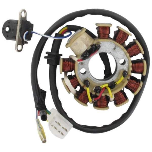 Lichtmaschine Stator DC 11 11 Spulen D=88mm AGM 125ccm 4Takt Motorroller.de Pick-up außen 6 Kabel 1x4 + 2x1pol Ankerplatte Zündplatte Zündgrundplatte