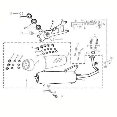 Auspuff komplett 80 km/h Version AGM-MOTORS 1100101-4