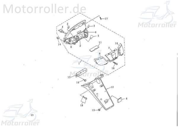 Halter Rückleuchte alt schwarz Motorroller 50cc 74090