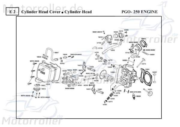 PGO Bugrider 250 Auslassventil 14721-KHE7-900.1 Motorroller.de Motorventil Abgasventil Motor-Ventil Auslass-Ventil Abgas-Ventil Buggy