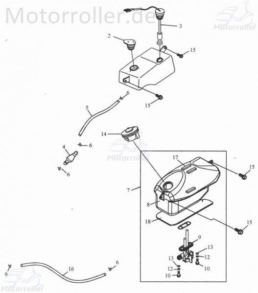 Adly RT 50 Road Trace Benzinschlauch 50ccm 2Takt 94400-0408230 Motorroller.de Kraftstoffschlauch Kraftstoffleitung Gummischlauch Benzin-Schlauch Moped