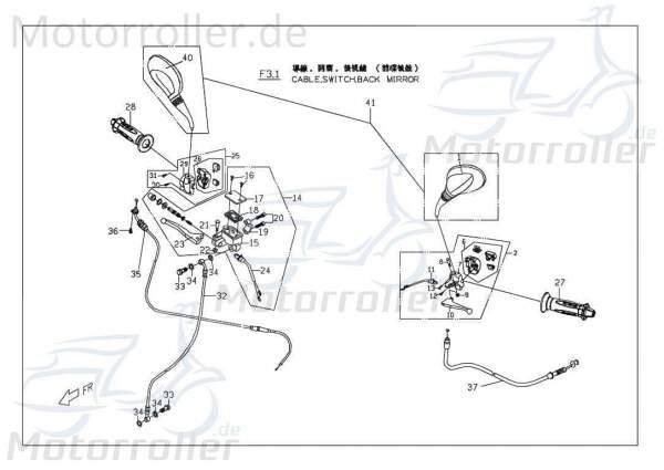 PGO Griffgummi rechts G-Max 125 Lenkergriff Handgriff Roller C2542000000 Motorroller.de Haltegriff Drehgriff Lenker-Griff Halte-Griff Griff-Gummi