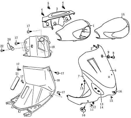 untere Frontverkleidung außen weiß Motorroller 86867