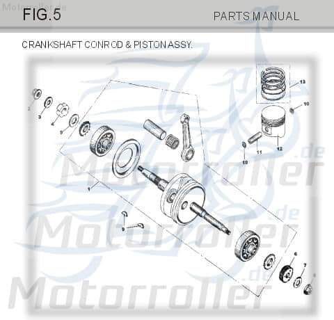 Kolben Piston Tongjian GY6-770 Motorroller.de