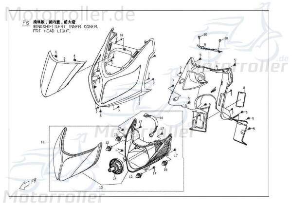 PGO Frontverkleidung G-Max Scheinwerferverkleidung grau M26210007N0 Motorroller.de Frontmaske Lenkerverkleidung Frontschürze Scooter