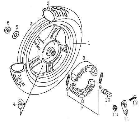 Hinterrad komplett Motorroller Rex RS600 86646