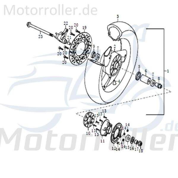 Qingqi STREET 125 DD Bremsscheibe 125ccm 4Takt FIG.C28-19 Motorroller.de Scheibenbremse Vorderbremse Scheiben-Bremse Bremsplatte Brems-Scheibe Scooter