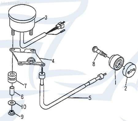 Rex Quad 50 Tachometer ATV Speedometer 50ccm 2Takt 92571 Motorroller.de Geschwindigkeitsmesser Geschwindigkeitsanzeige kmh-Anzeige Tachoeinheit SMC