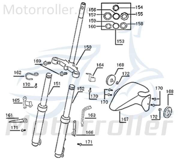 Kreidler Florett 2.0 50 City Kotflügel 50ccm 2Takt 61100-F22-9000 Motorroller.de vorn schwarz glänzend Spritzschutz Schutzblech Schutz-Blech Radlauf